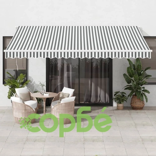 Ръчно прибираща се тента, антрацит и бял, 450x300 см ➤ топ цена ➤ sorbe.bg