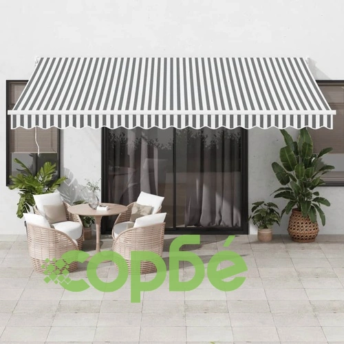 Прибираща се тента антрацит и бял 4,5x3 м плат и алуминий ➤ топ цена ➤ sorbe.bg