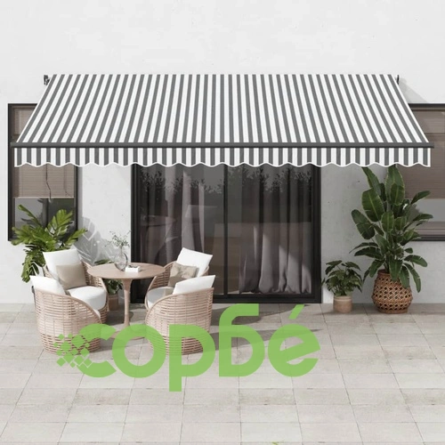 Ръчно прибираща се тента с LED, антрацит и бял, 450x300 см ➤ топ цена ➤ sorbe.bg