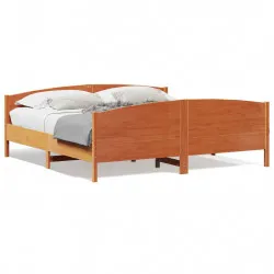 Рамка за легло с табла, восъчнокафяв, 180x200 см, масивно дърво