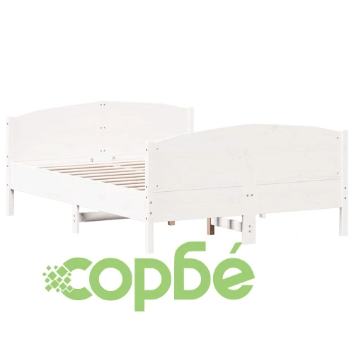 Рамка за легло без матрак, бял, 150x200 см, бор масив ➤ топ цена ➤ sorbe.bg