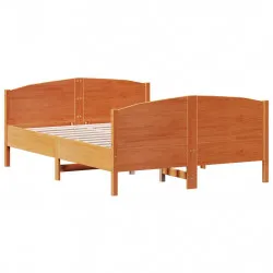 Рамка за легло с табла, восъчнокафяв, 140x190 см, масивно дърво