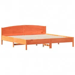 Рамка за легло с табла, восъчнокафяв, 180x200 см, масивно дърво