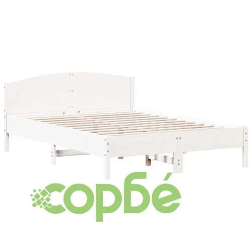 Рамка за легло без матрак, бял, 160x200 см, бор масив ➤ топ цена ➤ sorbe.bg