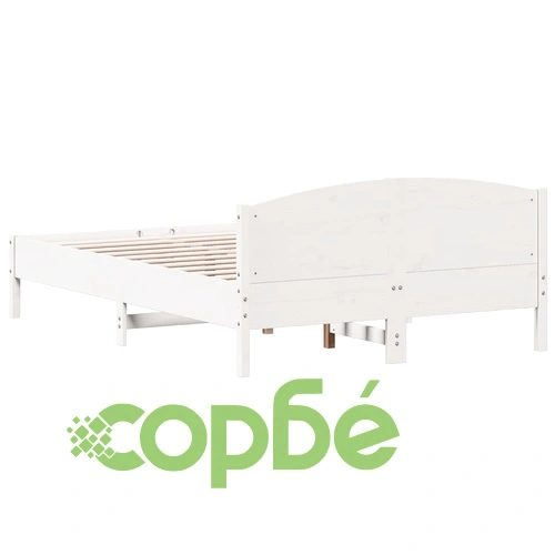 Рамка за легло без матрак, бял, 160x200 см, бор масив ➤ топ цена ➤ sorbe.bg