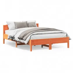 Рамка за легло с табла, восъчнокафяв, 160x200 см, бор масив