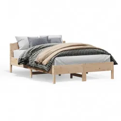Рамка за легло с табла, 150x200 см, борово дърво масив