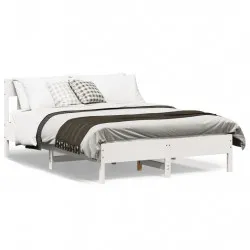 Рамка за легло с табла, бяла, 160х200 см, бор масив