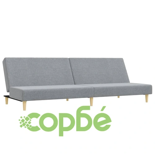 2-местен диван с табуретка, светлосив, текстил ➤ топ цена ➤ sorbe.bg