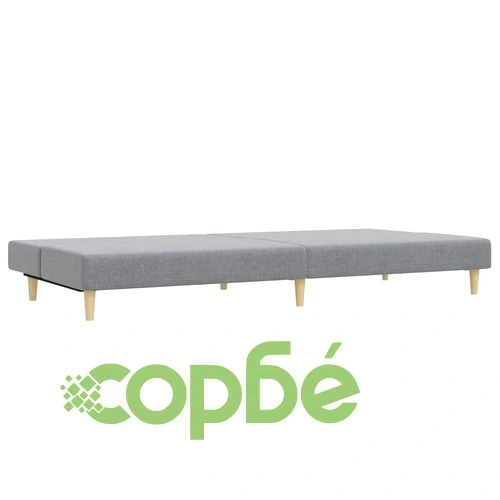 2-местен диван с табуретка, светлосив, текстил ➤ топ цена ➤ sorbe.bg