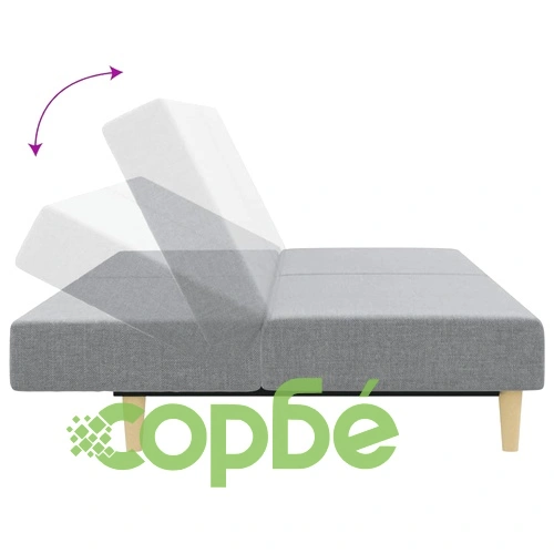 2-местен диван с табуретка, светлосив, текстил ➤ топ цена ➤ sorbe.bg