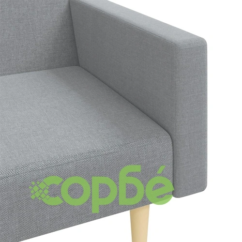 2-местен диван с табуретка, светлосив, текстил ➤ топ цена ➤ sorbe.bg