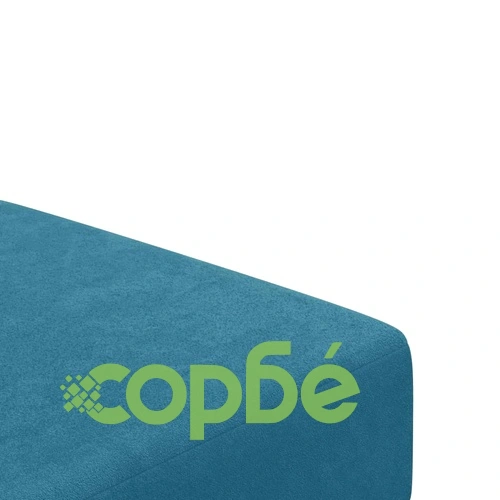 2-местно разтегателно канапе с табуретка, синьо, кадифе ➤ топ цена ➤ sorbe.bg