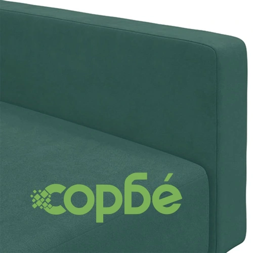 2-местно разтегателно канапе с табуретка, тъмнозелено, кадифе ➤ топ цена ➤ sorbe.bg