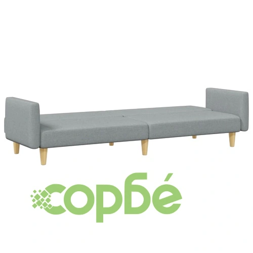 2-местен диван с табуретка, светлосив, текстил ➤ топ цена ➤ sorbe.bg