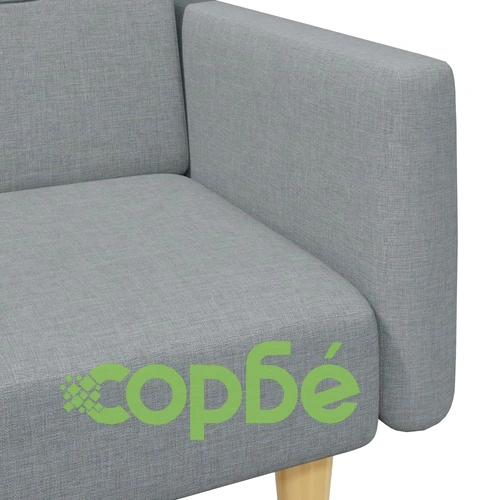 2-местен диван с табуретка, светлосив, текстил ➤ топ цена ➤ sorbe.bg