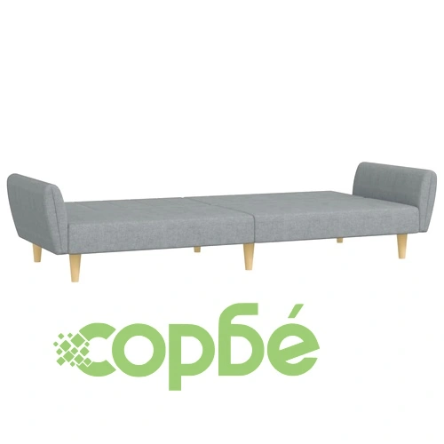 2-местен диван с табуретка, светлосив, текстил ➤ топ цена ➤ sorbe.bg