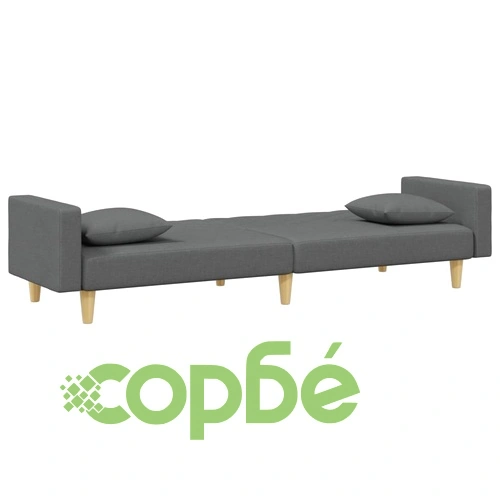 2-местно канапе с възглавници и табуретка, тъмносиво, текстил ➤ топ цена ➤ sorbe.bg