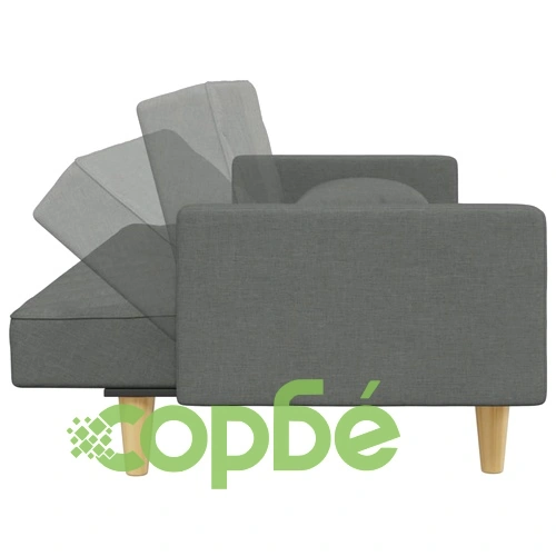 2-местно канапе с възглавници и табуретка, тъмносиво, текстил ➤ топ цена ➤ sorbe.bg