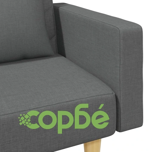 2-местно канапе с възглавници и табуретка, тъмносиво, текстил ➤ топ цена ➤ sorbe.bg