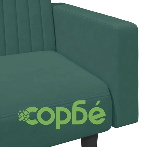 Комплект дивани от 2 части, тъмнозелен, кадифе ➤ топ цена ➤ sorbe.bg