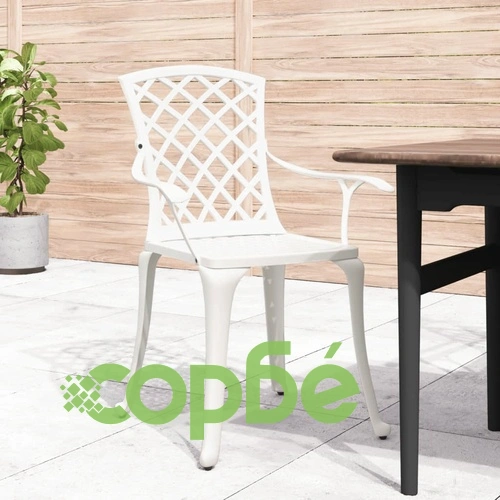 Градински столове, 6 бр, лят алуминий, бели ➤ топ цена ➤ sorbe.bg