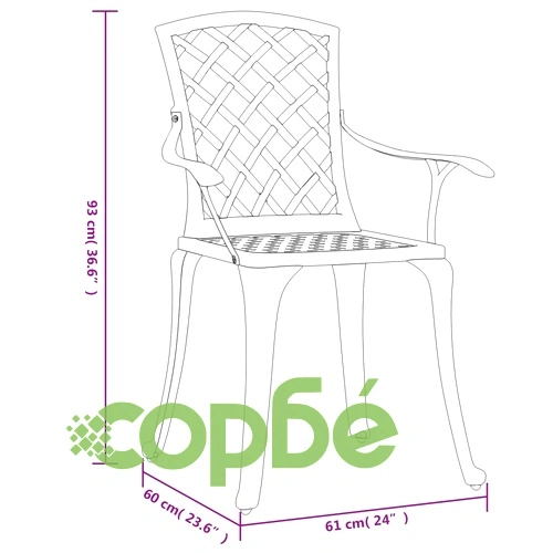 Градински столове, 6 бр, лят алуминий, бели ➤ топ цена ➤ sorbe.bg