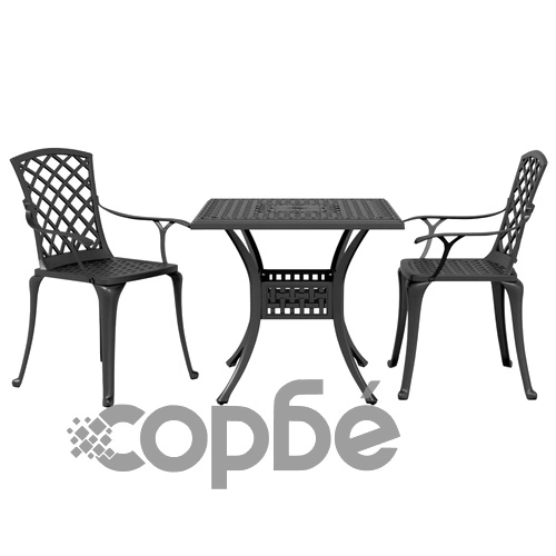 Бистро комплект, 3 части, черен, лят алуминий ➤ топ цена ➤ sorbe.bg