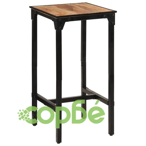 Бар комплект от 3 части масивно грубо дърво манго и метал ➤ топ цена ➤ sorbe.bg