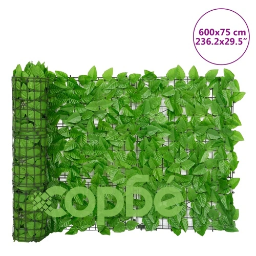 Балконски параван за уединение с зелени листа 600x75 см ➤ топ цена ➤ sorbe.bg