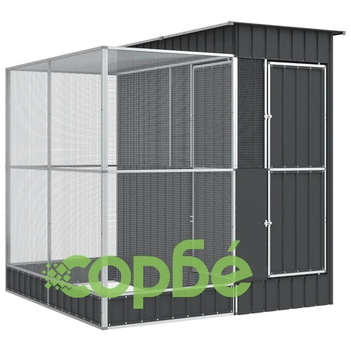 Волиера с удължение сребриста 209x203x216 см стомана ➤ топ цена ➤ sorbe.bg