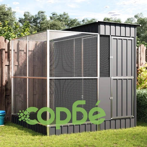 Волиера с удължение сребриста 209x203x216 см стомана ➤ топ цена ➤ sorbe.bg