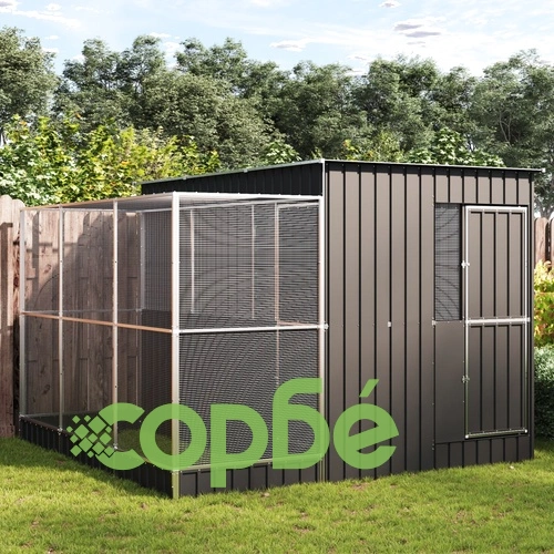 Волиера с удължение сребриста 290x303x216 см стомана ➤ топ цена ➤ sorbe.bg