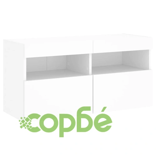 Комплект ТВ стенни шкафове, 7 части, с LED светлини, бели на топ цена от sorbe.bg Комплект ТВ стенни шкафове, 7 части, с LED светлини, бели ➤ топ цена ➤ sorbe.bg