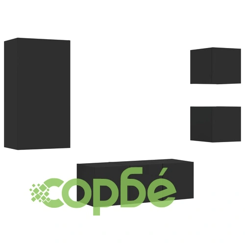 ТВ стенни модули с LED, 5 части, черни, инженерно дърво на топ цена от sorbe.bg ТВ стенни модули с LED, 5 части, черни, инженерно дърво ➤ топ цена ➤ sorbe.bg