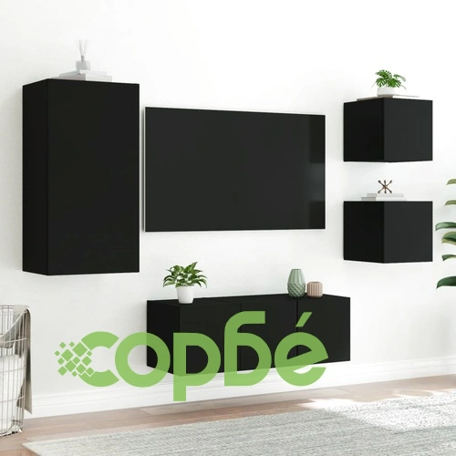 ТВ стенни модули с LED, 5 части, черни, инженерно дърво на топ цена от sorbe.bg ТВ стенни модули с LED, 5 части, черни, инженерно дърво ➤ топ цена ➤ sorbe.bg