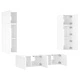 ТВ стенни модули с LED, 6 части, бели, инженерно дърво ТВ стенни модули с LED, 6 части, бели, инженерно дърво