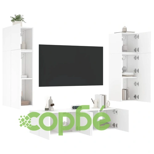 ТВ стенни модули с LED, 6 части, бели, инженерно дърво на топ цена от sorbe.bg ТВ стенни модули с LED, 6 части, бели, инженерно дърво ➤ топ цена ➤ sorbe.bg