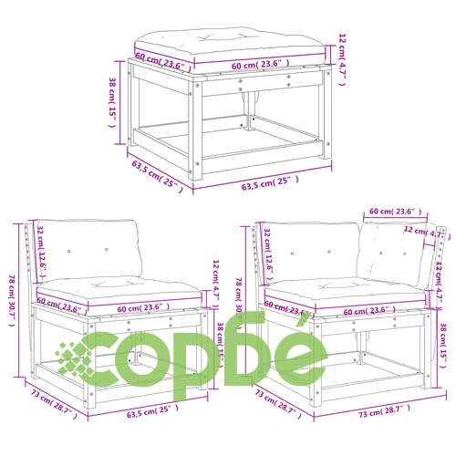 Градински лаундж комплект 7 части с възглавници импрегниран бор ➤ топ цена ➤ sorbe.bg