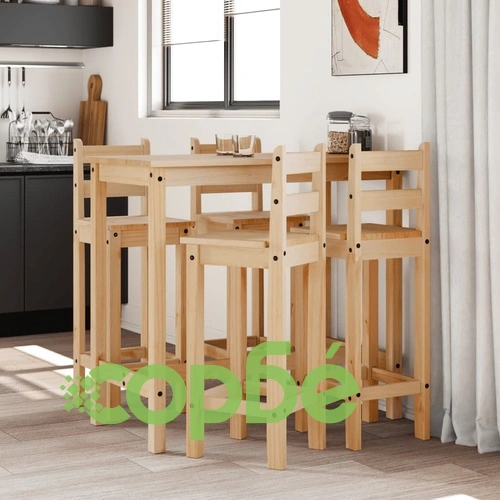 Бар комплект от 5 части, масивна борова дървесина ➤ топ цена ➤ sorbe.bg