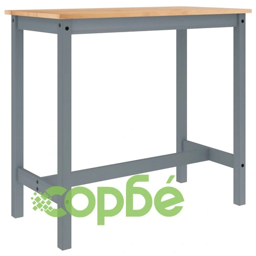 Бар комплект от 5 части, сив, масивна борова дървесина ➤ топ цена ➤ sorbe.bg