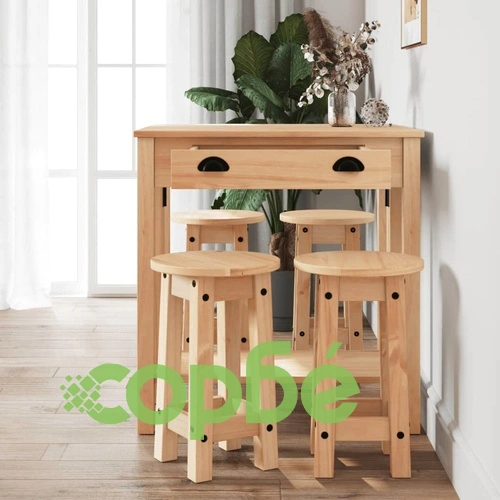 Бар комплект от 5 части, масивна борова дървесина ➤ топ цена ➤ sorbe.bg