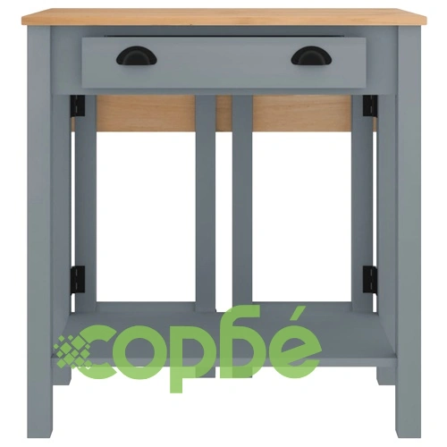 Бар комплект от 5 части, сив, масивна борова дървесина ➤ топ цена ➤ sorbe.bg