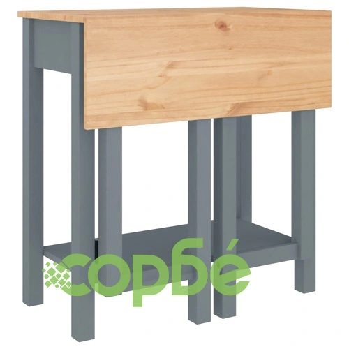 Бар комплект от 5 части, сив, масивна борова дървесина ➤ топ цена ➤ sorbe.bg