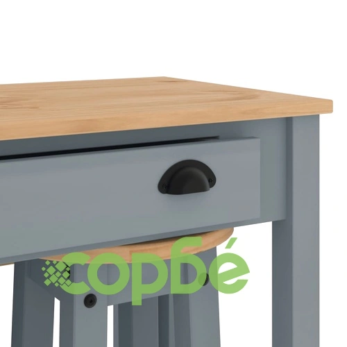 Бар комплект от 5 части, сив, масивна борова дървесина ➤ топ цена ➤ sorbe.bg