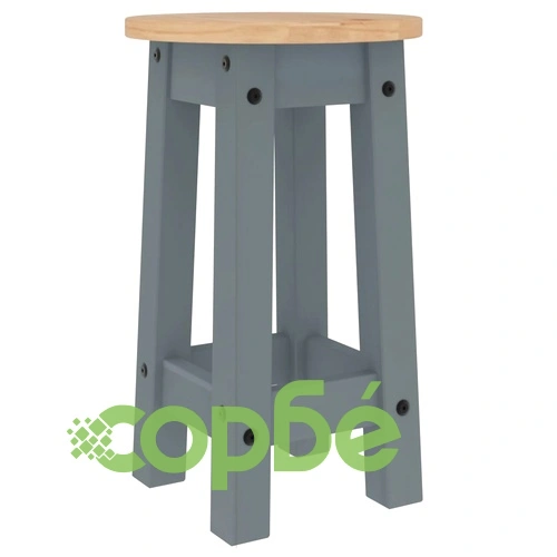 Бар комплект от 5 части, сив, масивна борова дървесина ➤ топ цена ➤ sorbe.bg