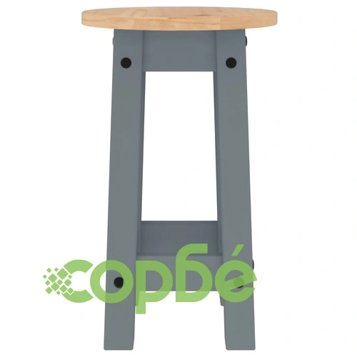 Бар комплект от 5 части, сив, масивна борова дървесина ➤ топ цена ➤ sorbe.bg