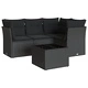 Градински комплект с възглавници, 5 части, черен полиратан