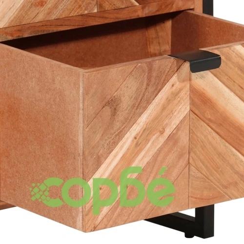 Комплект мебели за баня, 3 части, желязо и масивна акация ➤ топ цена ➤ sorbe.bg