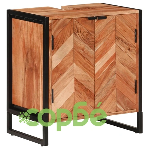 Комплект мебели за баня, 3 части, желязо и масивна акация ➤ топ цена ➤ sorbe.bg